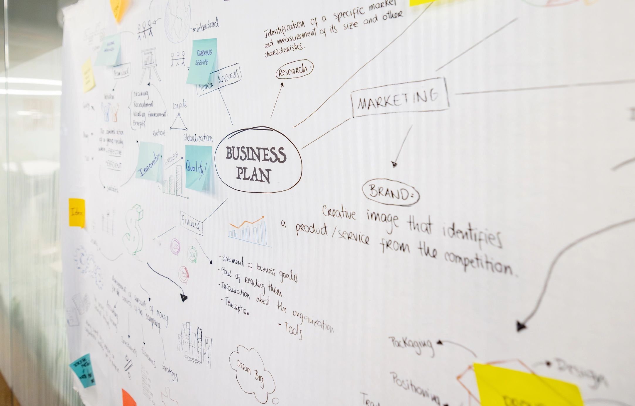 Strategy notes on a business plan representing consulting